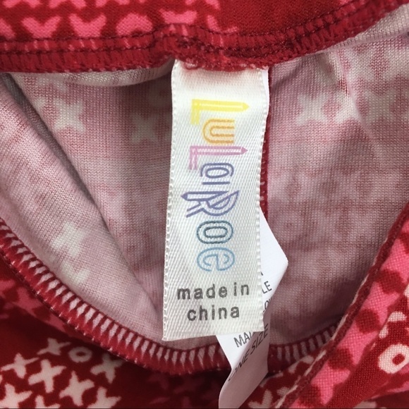 LULAROE Leggings Valentine’s Day Love XOXO Triangle OS One Size Red White Pink - Picture 6 of 9